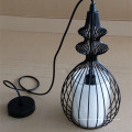 Lampe à Suspension en Cage d&#39;Oiseau Noir Peint Style Chinois
